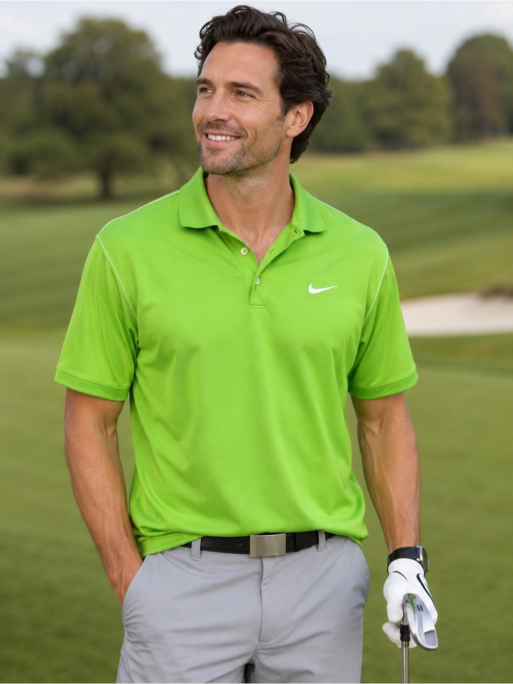 Nike Golf Dri-FIT Polo Shirt Men’s XL Lime Green Athletic Golf Performance